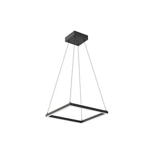 Piazza 18 in. 1 Light 37-Watt Black Integrated LED Pendant Light