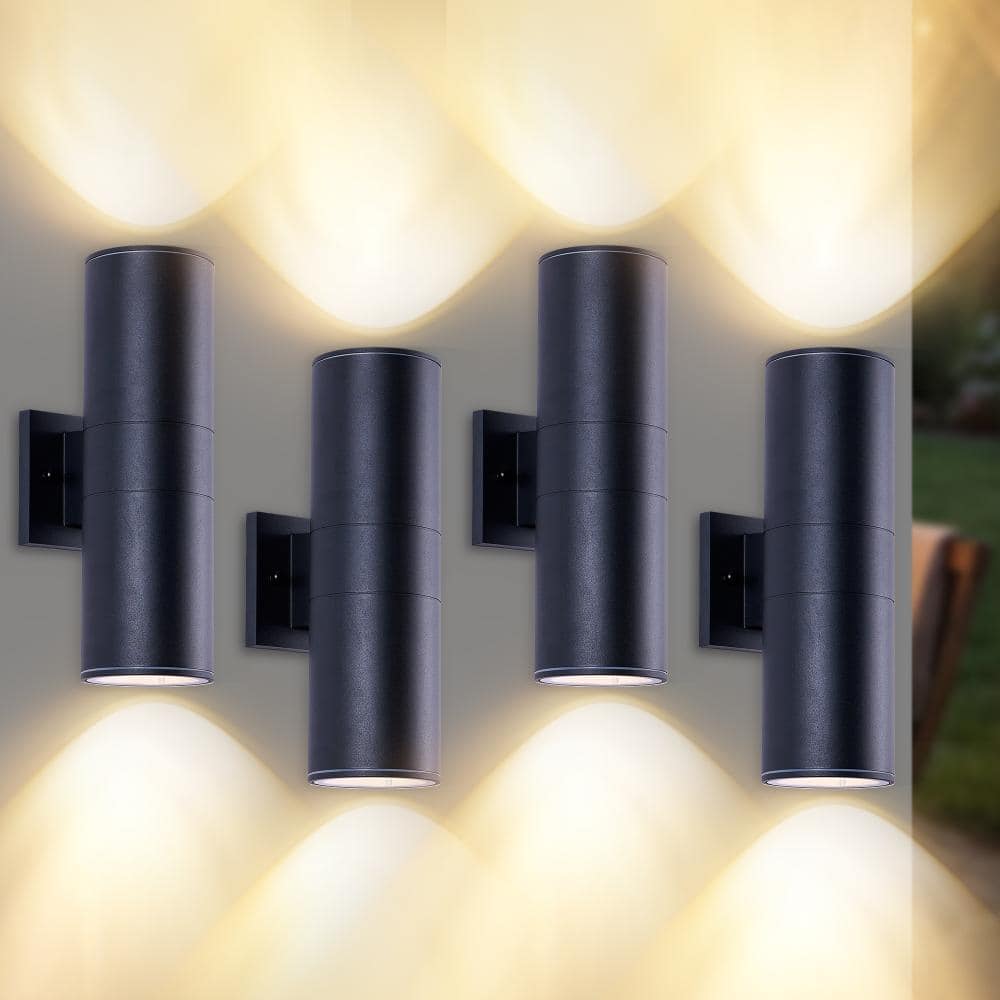 14 in. 2-Light Outdoor Wall Light Fixtures, Black Cylinder Up Down Waterproof Exterior Light, E26 Socket(4-Pack) price history on PriceWatchPro