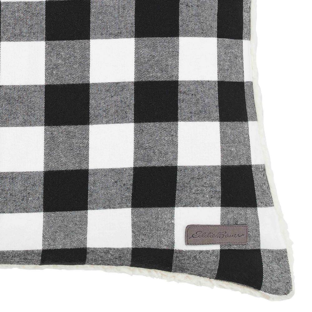 Rustic Cabin Plaid Sherpa & Faux Fur Throw Pillow Set - Black/White