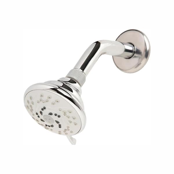 Glacier Bay 3-Spray Patterns 3.5 in. Single Wall Mount Fixed Adjustable Shower Head in Chrome