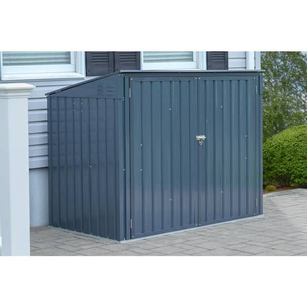 Arrow 6 ft. x 3 ft. Grey Metal Storage Shed With Pent Style Roof 16.7 ...