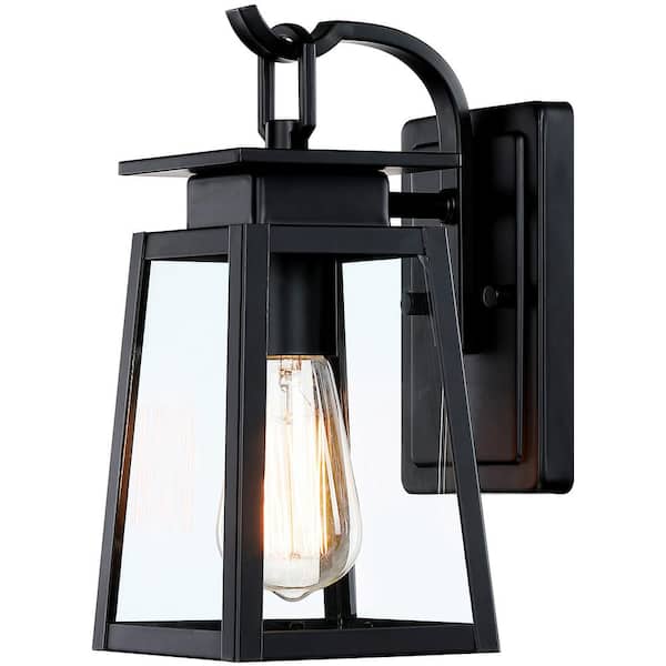 Clihome 10.5 in. H Black Outdoor Wall Lamp Farmhouse Exterior Wall Mount Porch Wall Lights Wall Sconce for Front Door
