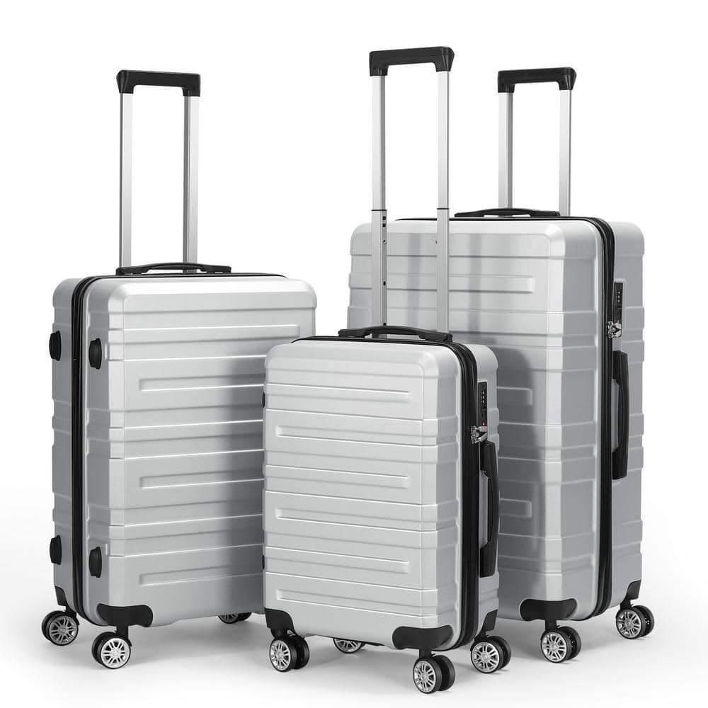 HIKOLAYAE Hikolayae Hardside Spinner Luggage Sets in Silver, 3 Piece ...