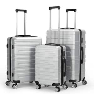 Hikolayae Hardside Spinner Luggage Sets in Silver, 3 Piece, TSA Lock