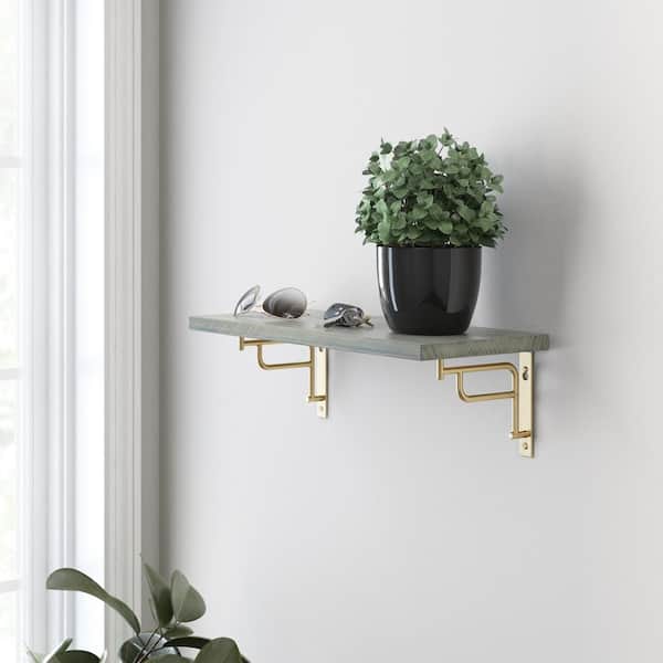 2-Pack 5 in. x 7 in. Art Deco Style Satin Gold Shelf Bracket