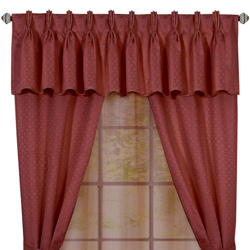 Marsala Pinch Pleat Geometric Curtain Set with Valance
