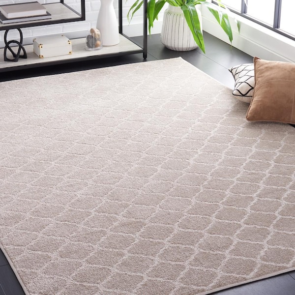 Pattern and Solid Beige 7 ft. x 9 ft. Abstract Trellis Area Rug