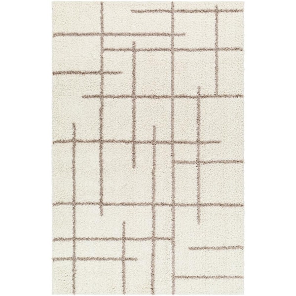 Livabliss Maryland Shag Cream/Brown Abstract 7 ft. x 9 ft. Indoor Area Rug