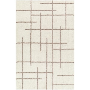 Maryland Shag Cream/Brown Abstract 8 ft. x 10 ft. Indoor Area Rug