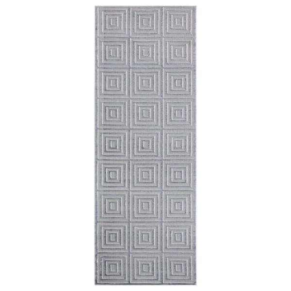 United Weavers Cascades Tehama Blue/Grey 2 ft. 7 in. x 7 ft. 2 in. Runner Rug