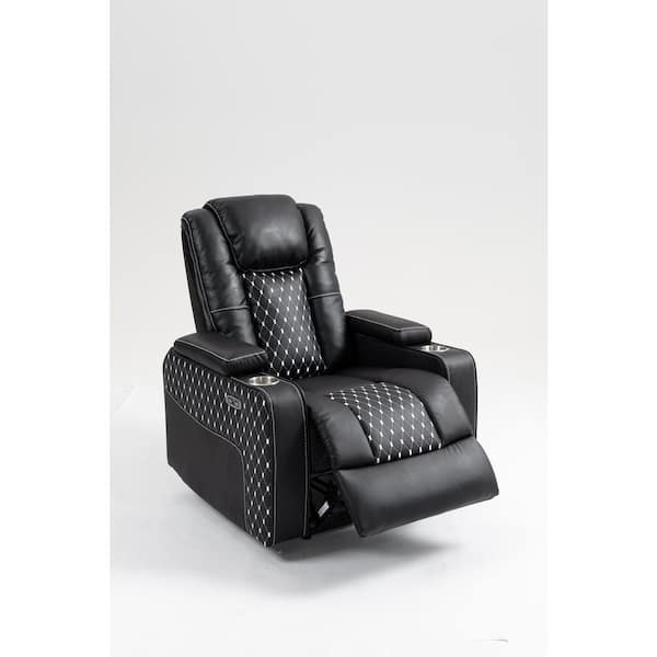 Black Faux Leather Recliners Lift Chair Elderly Electric Recliner with USB