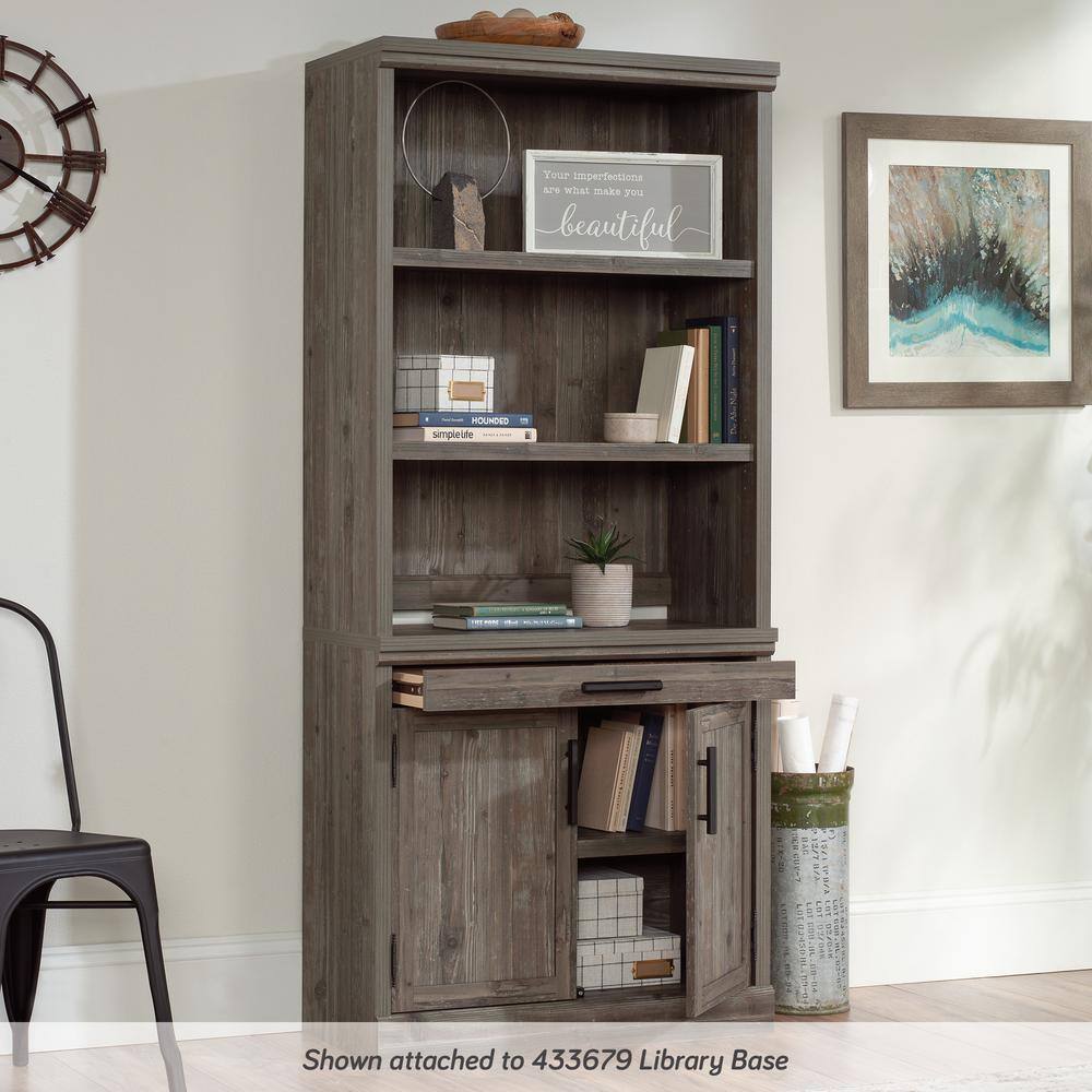 Pebble Pine Adjustable Brown MDF Library Hutch