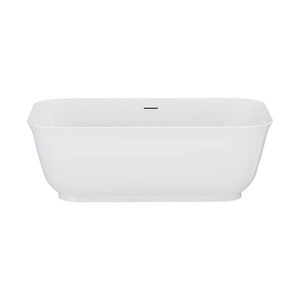 A&E Mina 67 in. x 31.5 in. Soaking Bathtub with Middle Drain in Glossy White