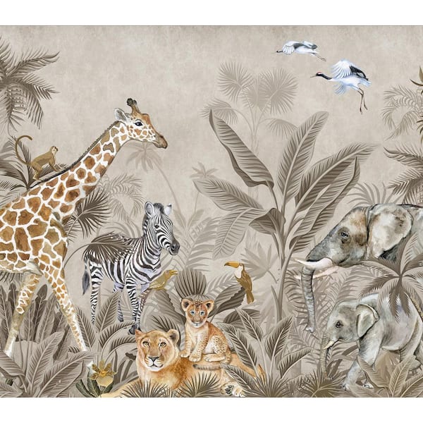 Safari Tales Taupe Wall Mural