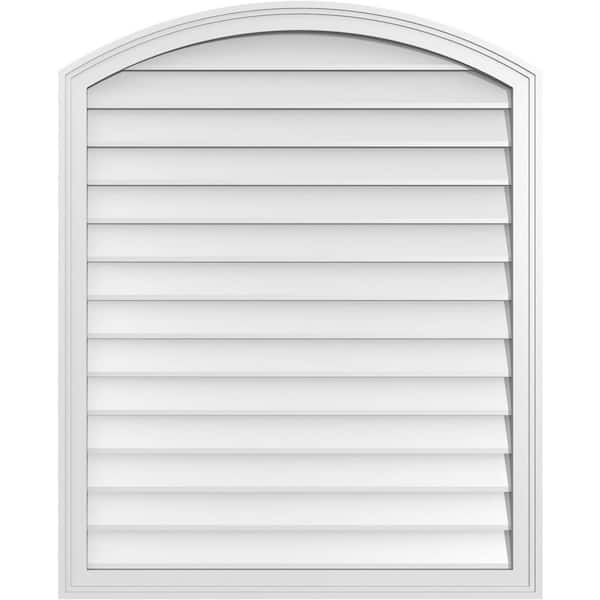 Ekena Millwork 34" x 42" Arch Top Surface Mount PVC Gable Vent: Functional with Brickmould Frame