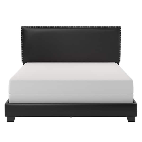 Hillsdale Furniture Gayle Faux Leather Nail Head Trim Upholstered Queen Bed, Black
