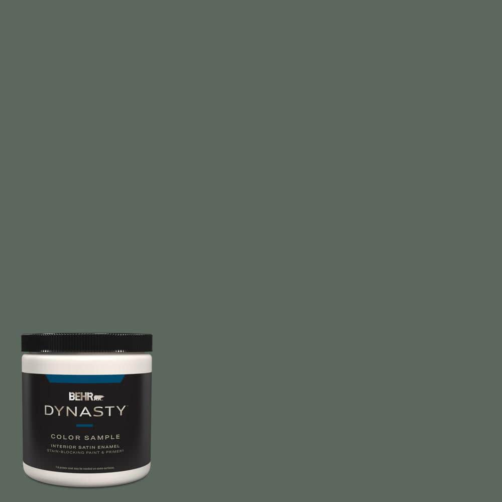 BEHR DYNASTY 8 oz. #N420-6 Pine Mountain One-Coat Hide Satin Enamel ...