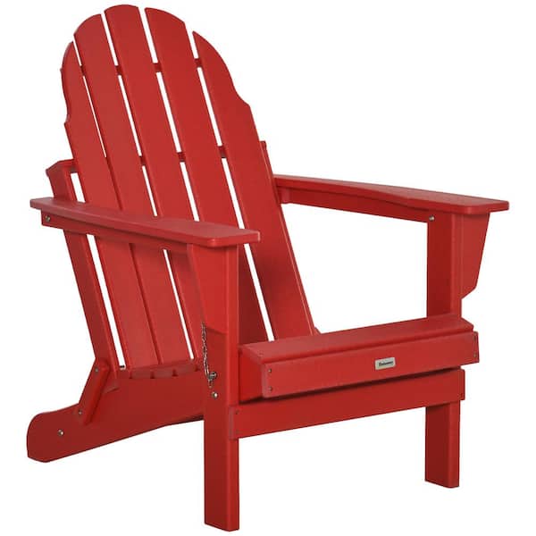 Unbranded Red Outdoor Folding Adirondack Chair for Deck, Outside Garden, Porch, Backyard