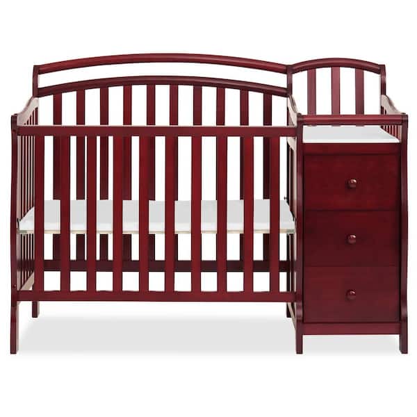 Dream On Me Casco 4-in-1 Cherry Mini Crib and Changing Table