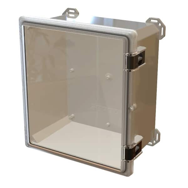 Serpac Nema 4x I632 Hinged Latch Top, 17.8 in. L x 16.3 in. W x 9.3 in. H Polycarbonate Electronic Cabinet Enclosure Clear/Gray