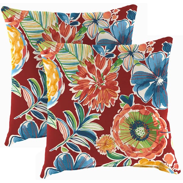 Jordan Manufacturing 18 in. L x 18 in. W x 4 in. T Outdoor Throw Pillow in Colsen Berry (2-Pack)