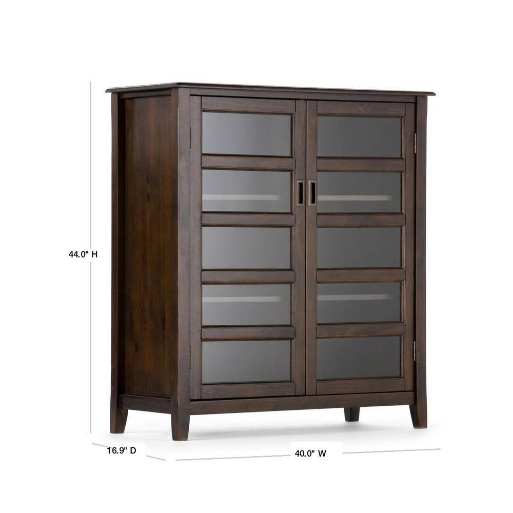 Burlington Medium Mahogany Brown Storage Cabinet with Tempered Glass Doors
