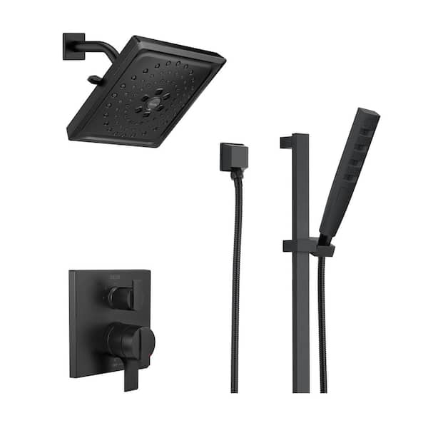 Ara 4-Spray Dual Wall Mount Fixed and Handheld Shower Head 1.75 GPM in Matte Black