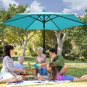 9 ft. Market Table Patio Umbrella with Push Button Tilt and Crank in Turquoise