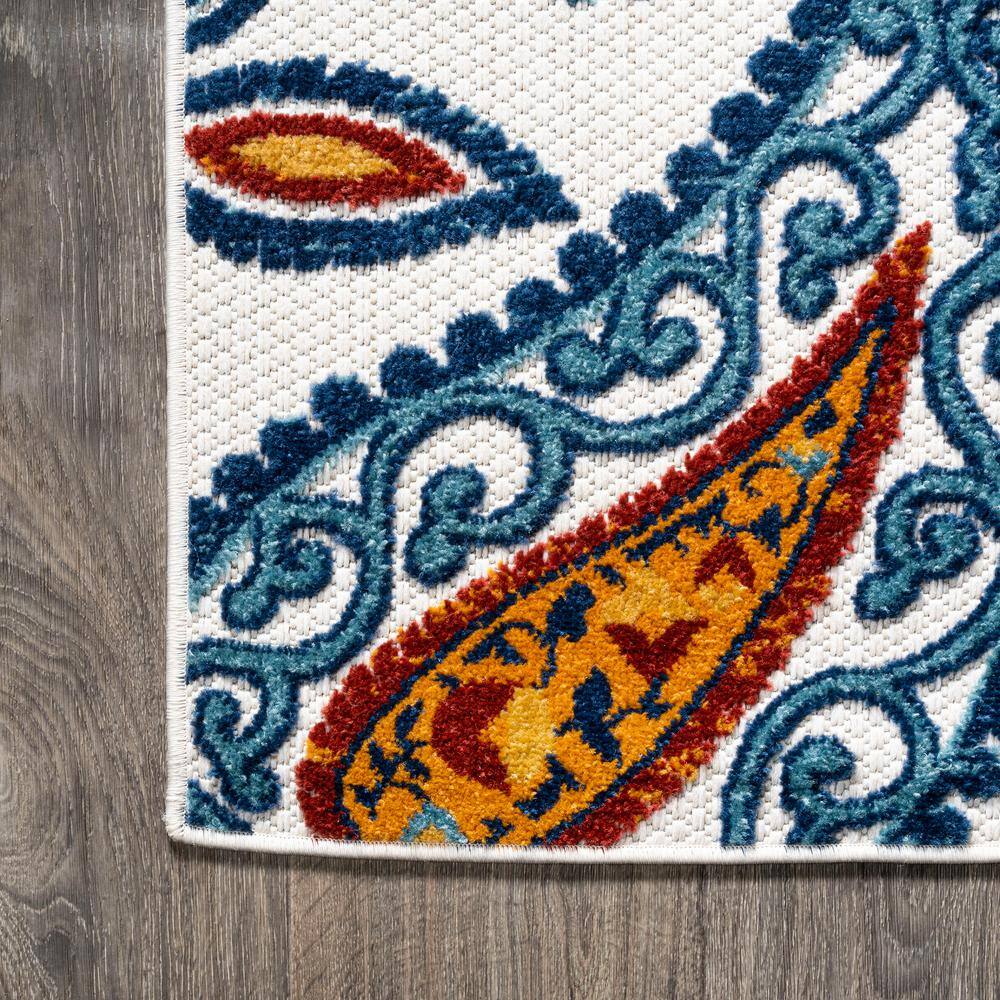 Julien Paisley Orange and Blue Indoor/Outdoor Area Rug
