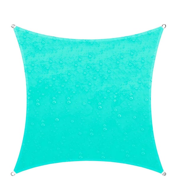 COLOURTREE 9.5 ft. x 9.5 ft. 220 GSM Waterproof Turquoise Square Sun Shade Sail Screen Canopy, Outdoor Patio and Pergola Cover