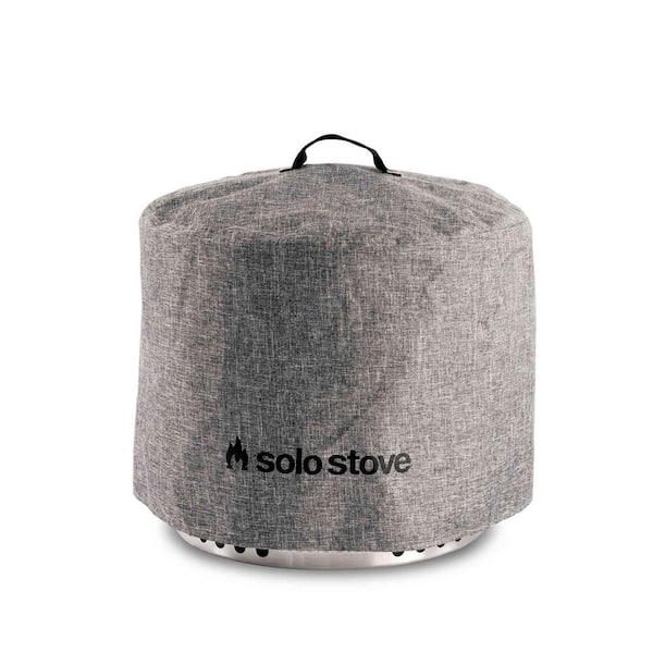 Gray Weather-Resistant Round Fire Pit Cover made from PVC-Coated Polyester with Aluminum Reinforcement - Bonfire(Medium)