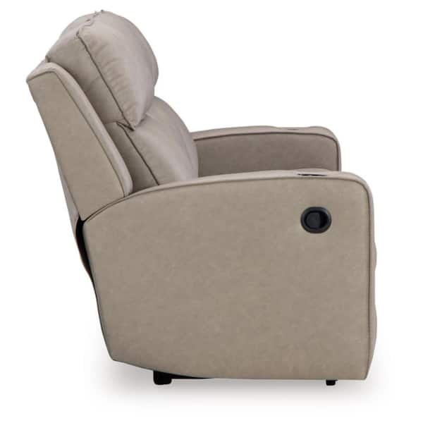 Lavenhorne 87 in. Square Arm Faux Leather Rectangle Reclining Sofa with Cup Holders and USB Ports in Gray