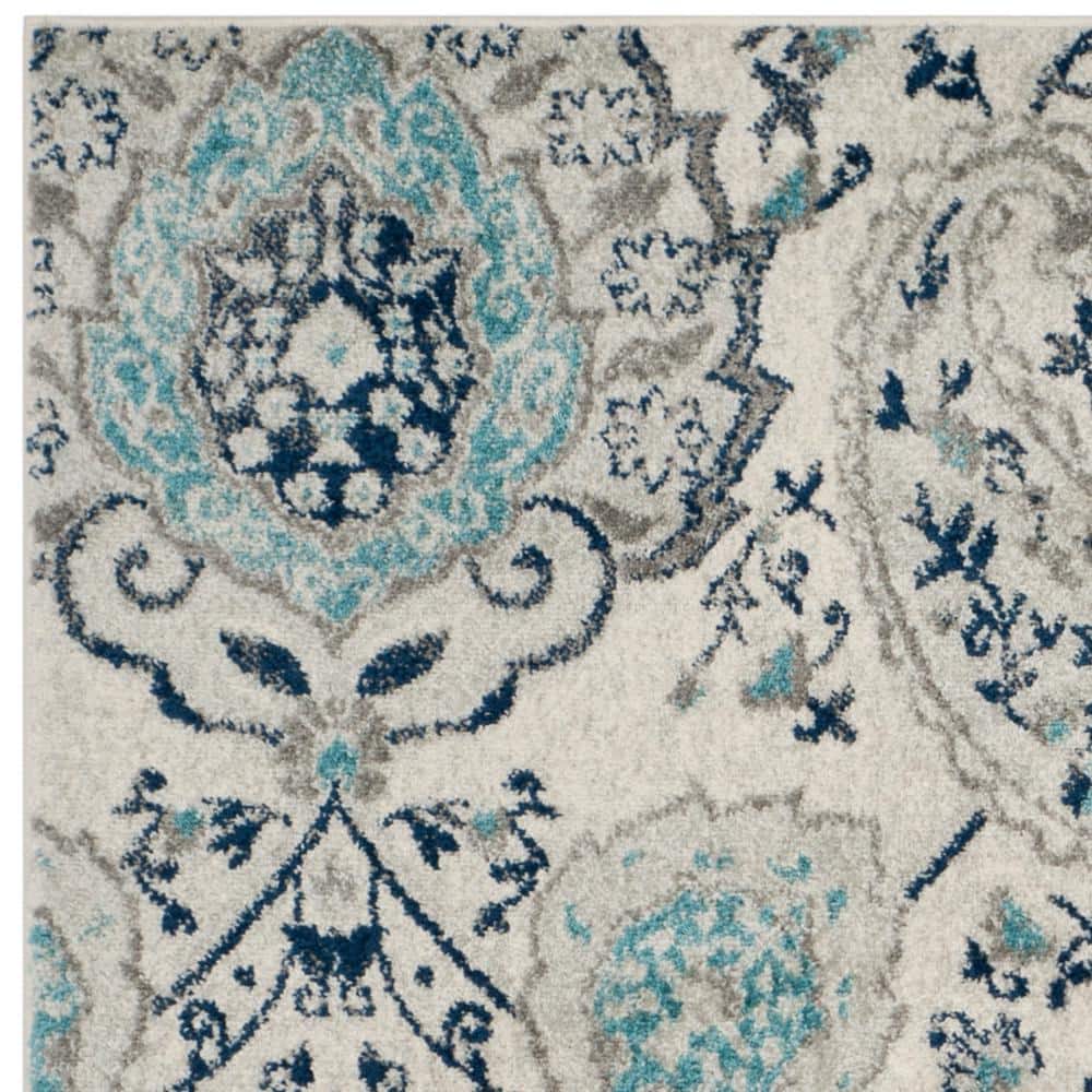 Madison Gray and Cream Synthetic Square Area Rug