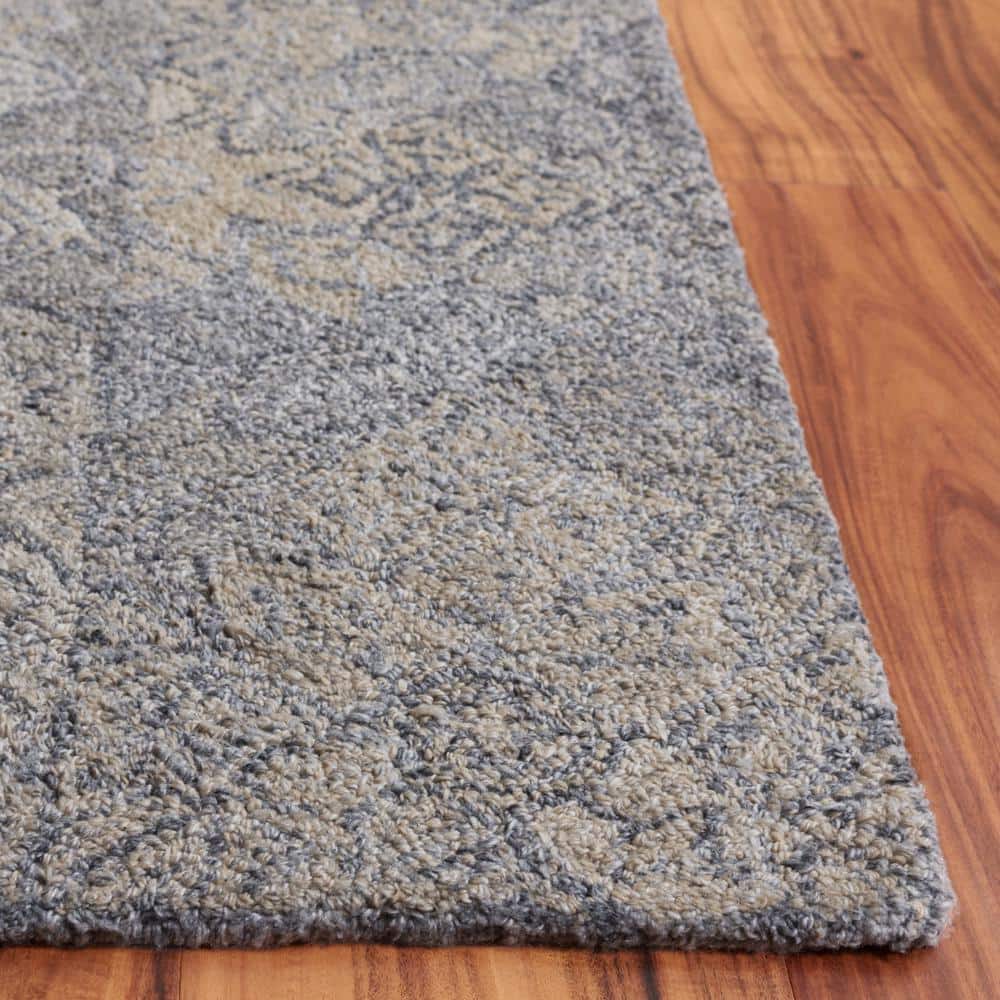Hand-Tufted Square Beige and Gray Wool Area Rug