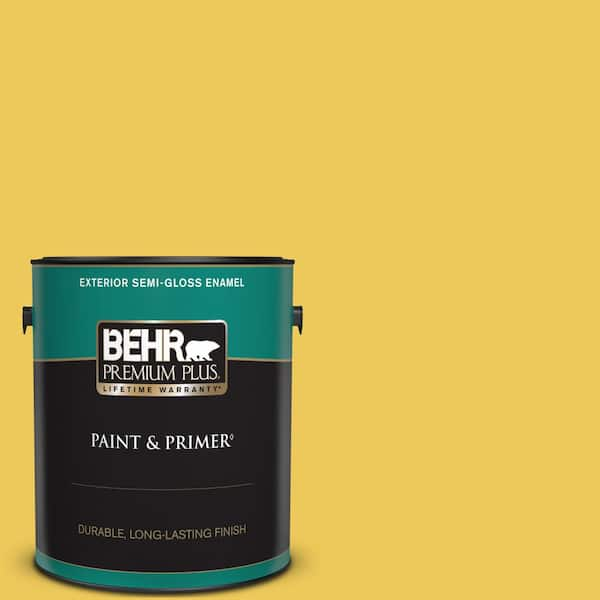 BEHR PREMIUM PLUS 1 gal. #390B-6 Citrus Zest Semi-Gloss Enamel Exterior Paint & Primer