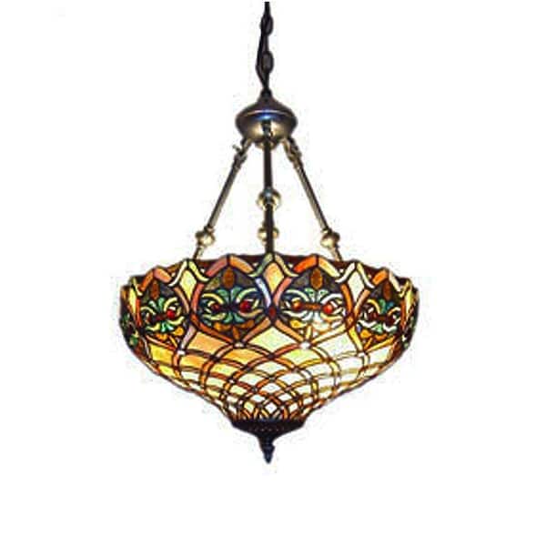 Serena D'italia Tiffany 2-Light Baroque Bronze Hanging Pendant Lamp