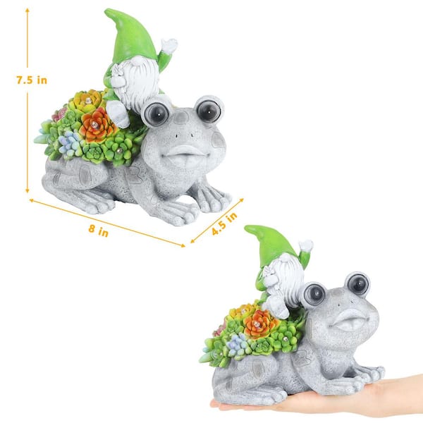 Oumilen Solar Powered Decorative Lamp, Frog Elf Resin Decorative