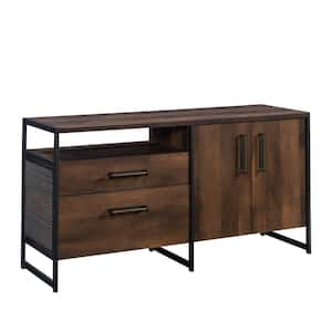 Briarbrook 60 in. Barrel Oak Entertainment Credenza Fits TV's with Metal Frame and Abundant Storage