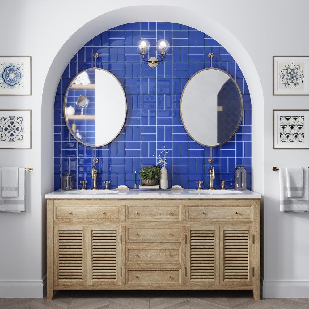 Royal Blue Glossy Glass Subway Wall Tile 3x6 Inch