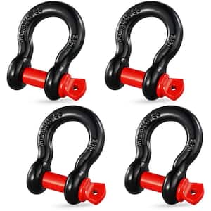 4 Alloy Steel Shackles Cable 13 T Break Strength 5/8 in. D-Ring Heavy Duty Recovery Shackl Tow Ropes Accessories Black