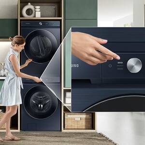 Bespoke 27 in. Front Load Washer and Dryer Laundry Stacking and Multi-Control Kit in Brushed Black
