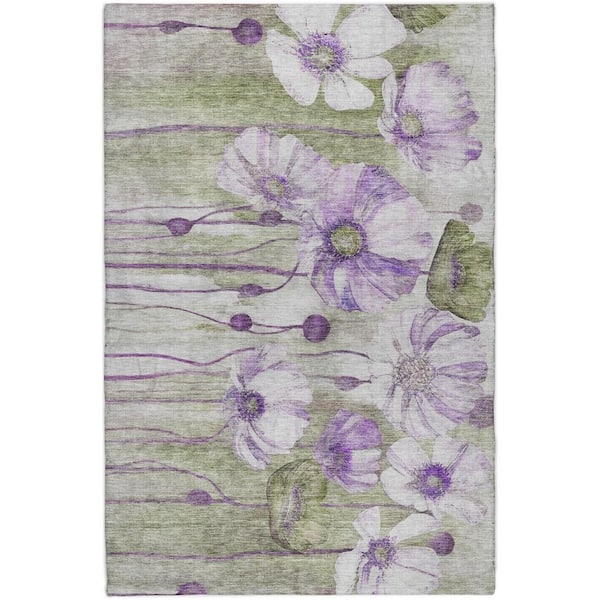 Dream Shag Premium Machine Washable Abstract ADS712 Purple 3 ft. x 5 ft. Area Rug