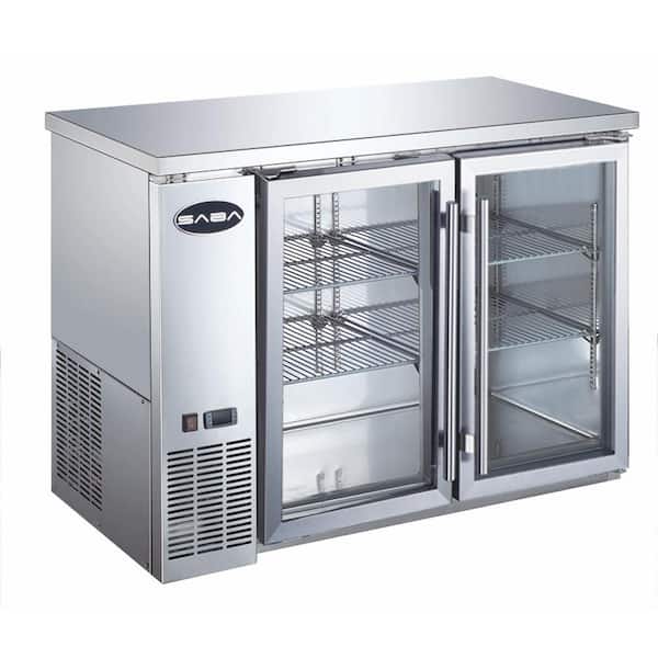 SABA 48 in. W 11.8 cu. ft. Commercial Under Back Bar Cooler Refrigerator with Glass Doors in Stainless Steel