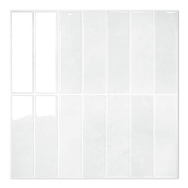 White 11.8 in. x 11.8 in. Vinyl Peel and Stick Backsplash Tile for Kitchen and Bathroom, 10-Pack