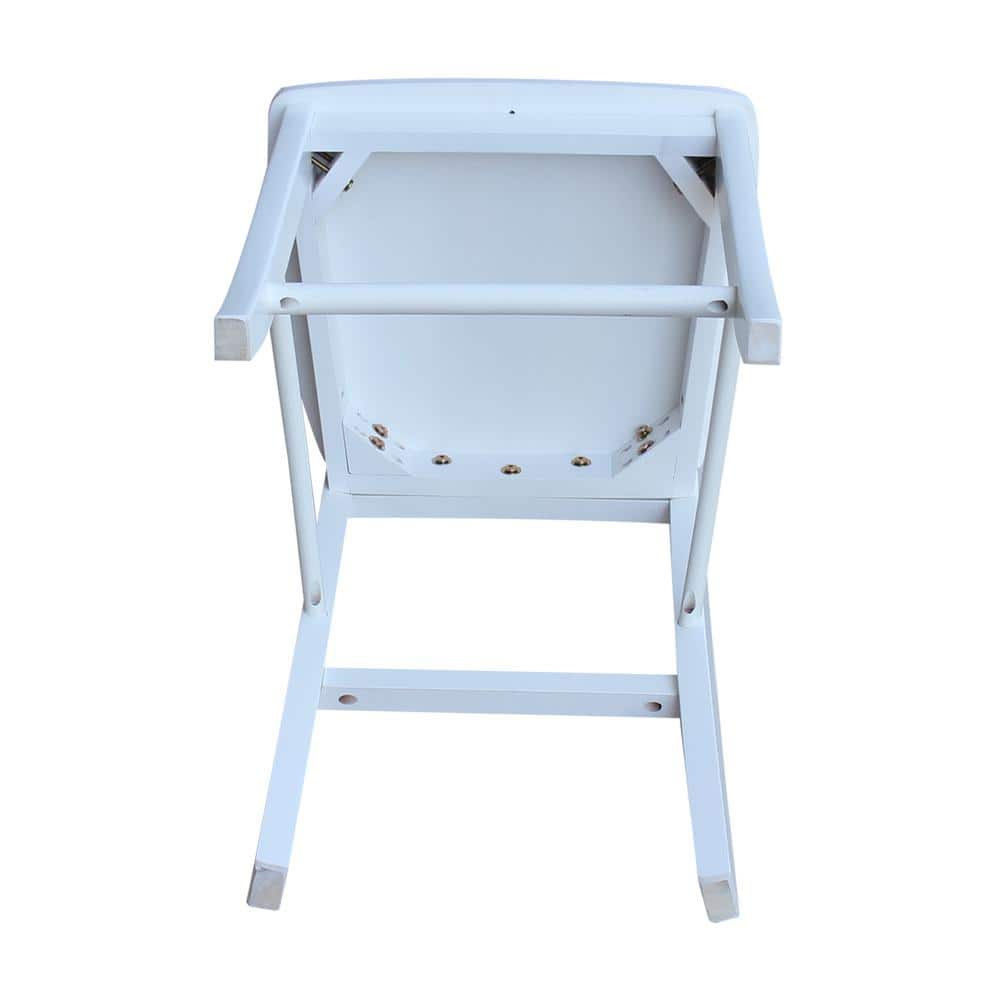 Classic White Solid Wood 37" Counterheight Dining Set with 4 X-Back Stools