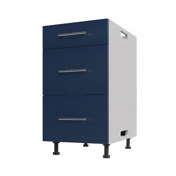 Miami Weatherboard 18 in. X 27 in. X 34.5 in Outdoor Base Cabinet 3 Drawer in Sapphire Blue Matte