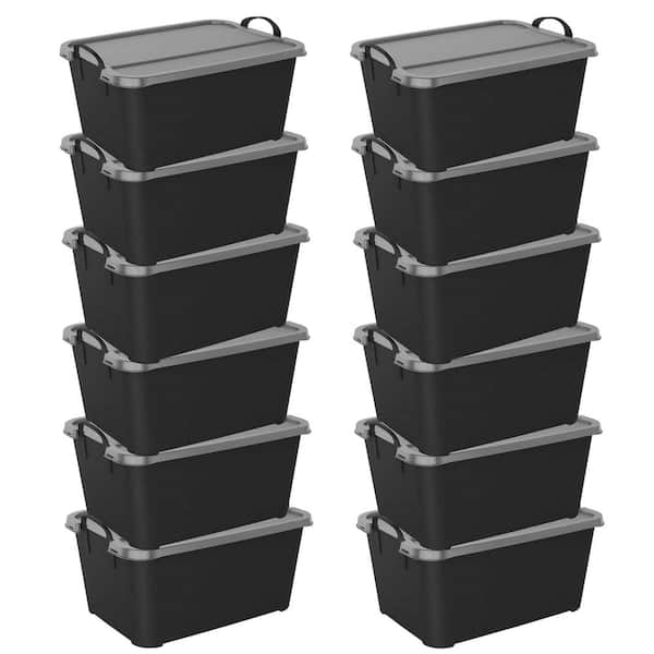 Life Story Locking Stackable Closet and Storage Box 55 Qt. Containers, (12-Pack)