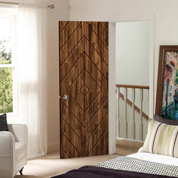 CALHOME 24 in. x 80 in. Diamond Right-Handed Hollow-Core Walnut