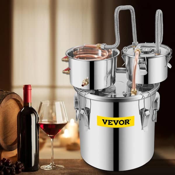 5 Gal. Alcohol Still 3 Pots Stainless Steel Home Brewing Kit with Circulating Pump & Build-in Thermometer for DIY Whisky