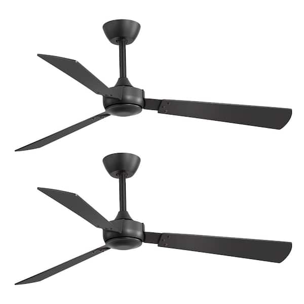 52 in. Indoor No Light 6 Speed Black Ceiling Fan with Remote for Bedroom or Living Room